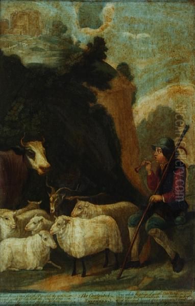 The Contented Shepherd; The Thoughtfulshepherd Oil Painting by David The Younger Teniers