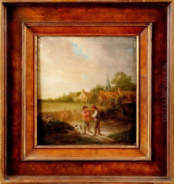 Samtalande Bonder Oil Painting by David The Younger Teniers