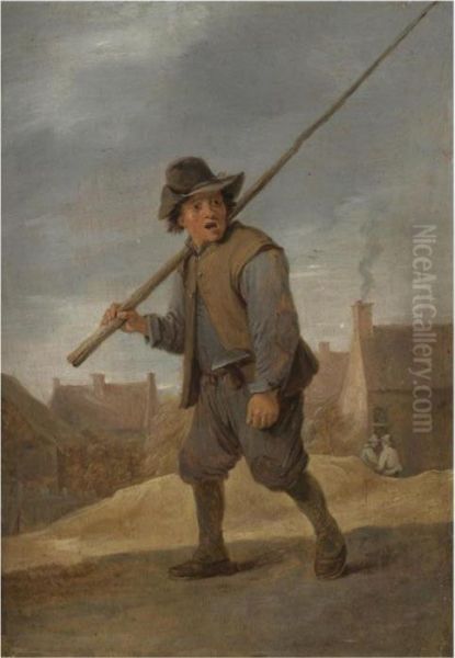 A Chimneysweep Passing Through A Village Oil Painting by David The Younger Teniers