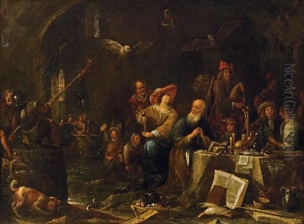 Die Versuchung Des Hl. Antonius Oil Painting by David The Younger Teniers