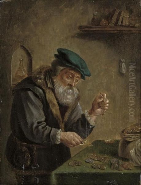 The Money Lender Oil Painting by David The Younger Teniers