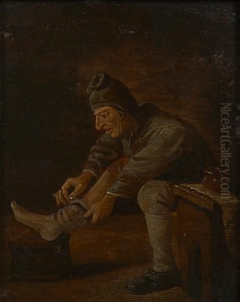 A Figure In An Interior Oil Painting by David The Younger Teniers