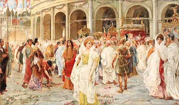 Outside the Roman Coliseum Oil Painting by Spanish School