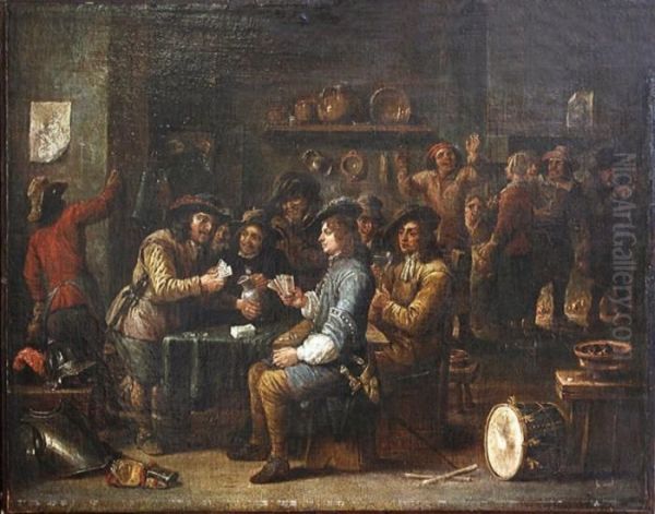 La Partie De Cartes Dans Une Taverne Oil Painting by David The Younger Teniers