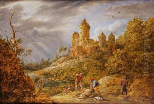 Paisaje Con Pastores Y Castillo Al Fondo Oil Painting by David The Younger Teniers