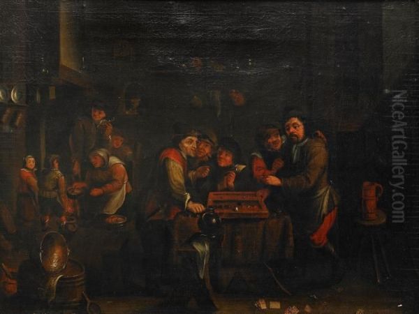 Vardshusinterior Oil Painting by David The Younger Teniers