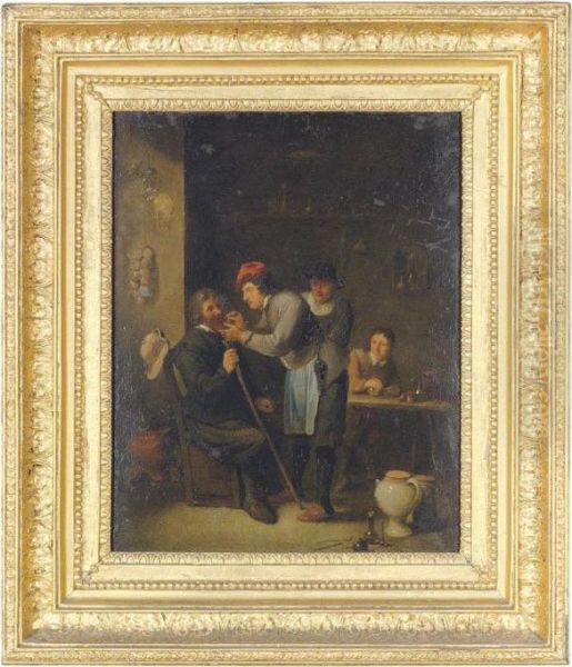 An Interior With A Dentist Pulling A Tooth Oil Painting by David The Younger Teniers