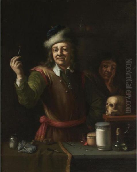 A Dentist's Surgery Oil Painting by David The Younger Teniers