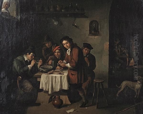 Figures In An Interior Oil Painting by David The Younger Teniers