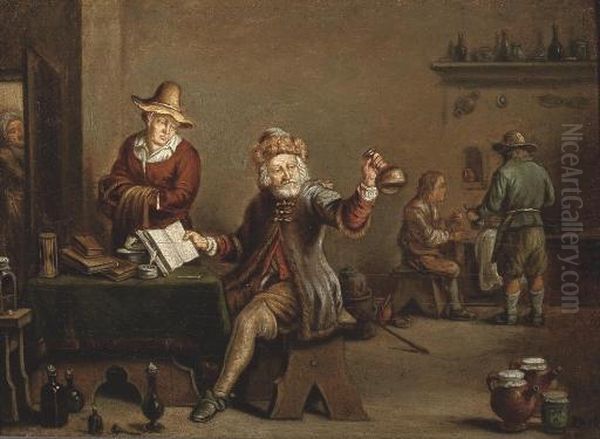 A Quack At Work In An Inn Oil Painting by David The Younger Teniers