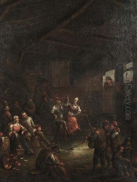 Peasants Merrymaking In A Barn Oil Painting by David The Younger Teniers