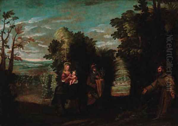 The Rest on the Flight into Egypt Oil Painting by Spanish School