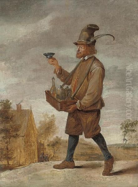 A Pedlar Oil Painting by David The Younger Teniers