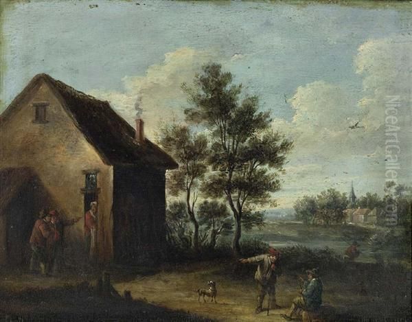 Dorflandschaft Mit Figurenstafage. Oil Painting by David The Younger Teniers