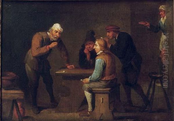 Peasants Gambling And Smoking In An Inn Oil Painting by David The Younger Teniers