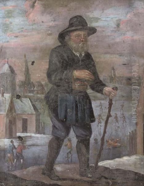 A Personification Of Winter Oil Painting by David The Younger Teniers