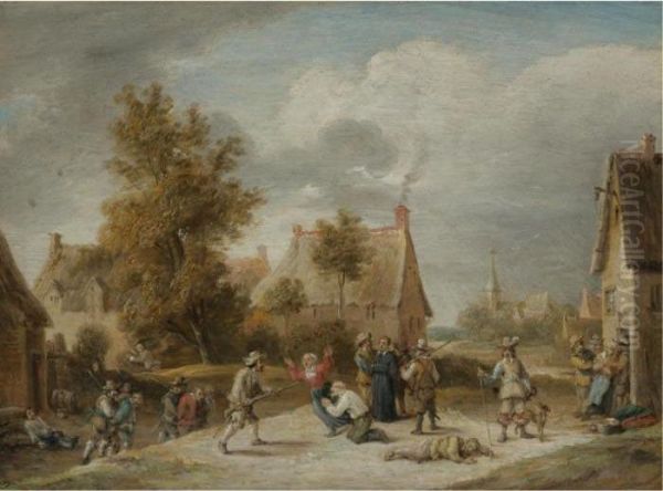 Soldiers Looting A Village Oil Painting by David The Younger Teniers