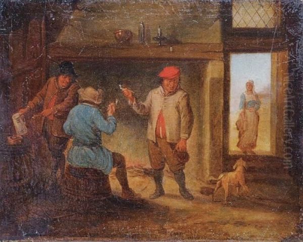 Peasants In A Pub Oil Painting by David The Younger Teniers