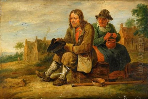 Rastande Bonder Oil Painting by David The Younger Teniers