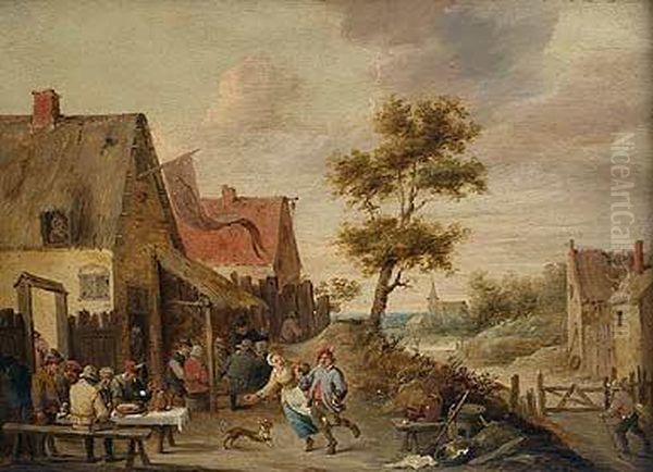 Fiesta En La Aldea Oil Painting by David The Younger Teniers