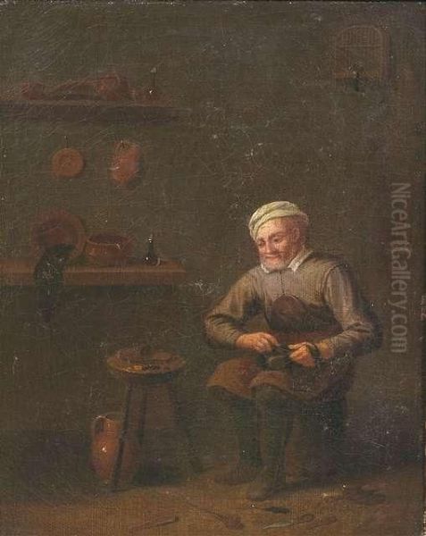 The Cobbler's Workshop. Oil/canvas/canvas Oil Painting by David The Younger Teniers