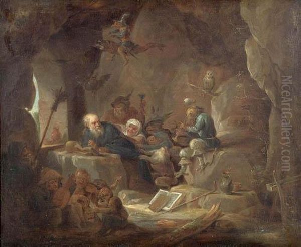 Die Versuchung Des Heiligen Hieronymus. Oil Painting by David The Younger Teniers