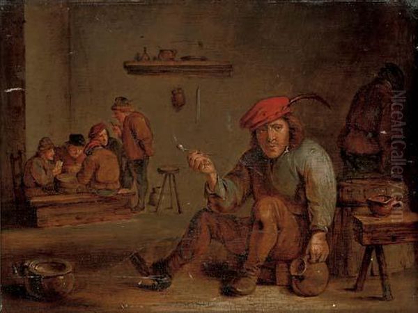 A Peasant Smoking And Drinking In A Tavern Oil Painting by David The Younger Teniers