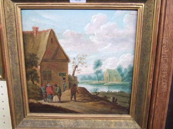 Peasants Outside A Tavern Oil Painting by David The Younger Teniers