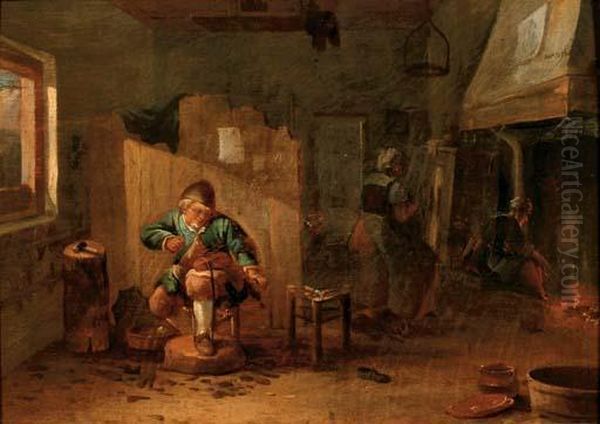 A Cobbler In His Workshop Oil Painting by David The Younger Teniers