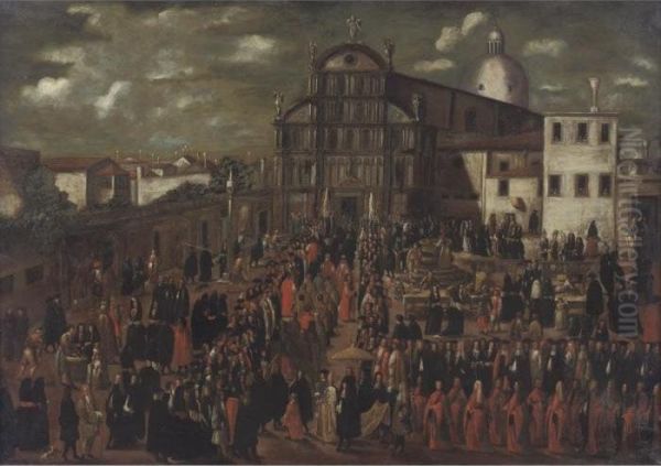 Property From A Philadelphia Collection
 

 
 
 

 
 The Easter Morning Processional Of The Prince Of Venice, As He Visits The Church And Nuns Of San Zaccaria Oil Painting by David The Younger Teniers