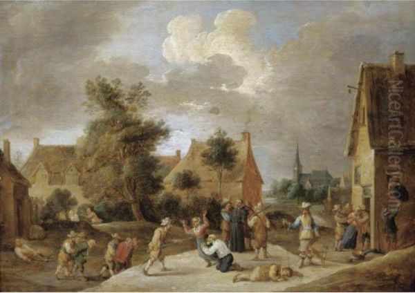 Soldiers Sacking A Village Oil Painting by David The Younger Teniers