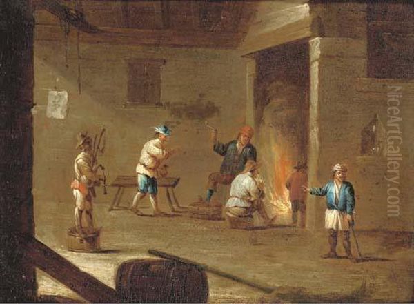 Figures In An Interior Oil Painting by David The Younger Teniers