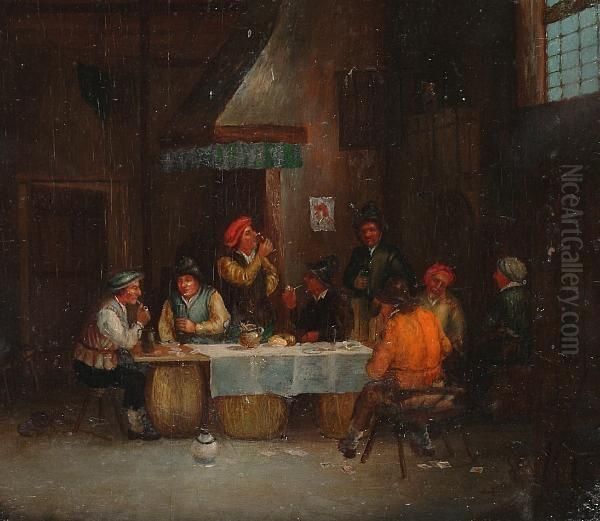 Peasants In A Tavern Interior. Oil Painting by David The Younger Teniers