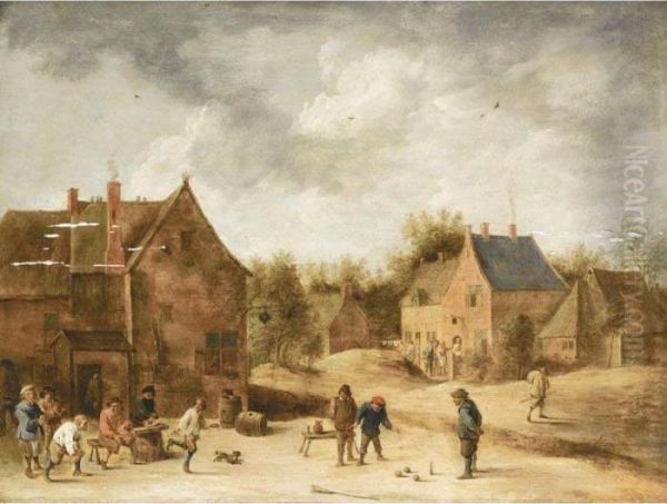 Kegelen Oil Painting by David The Younger Teniers