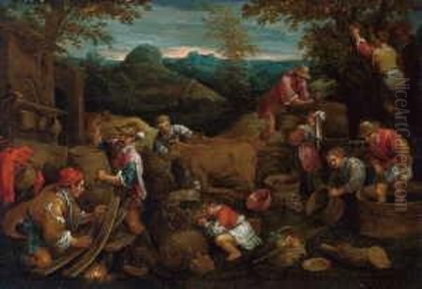 Allegorie Des Herbstes (nach J. Bassano). Oil Painting by David The Younger Teniers