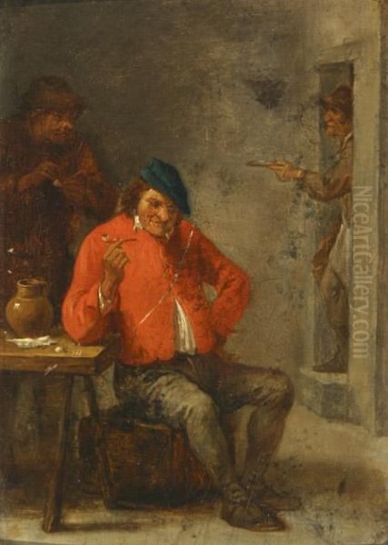 Men Smoking Meerschaum Pipes In A Tavern Oil Painting by David The Younger Teniers