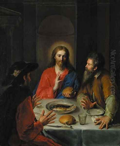 The Supper at Emmaus Oil Painting by Spanish School