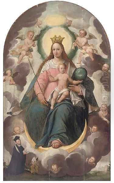 The Virgin and Child Enthroned Oil Painting by Spanish School