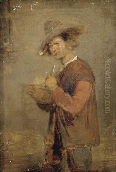 A Peasant In An Interior Oil Painting by David The Younger Teniers