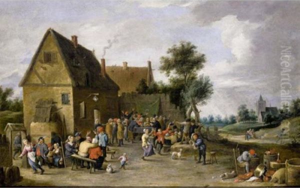 A Village Kermesse Oil Painting by David The Younger Teniers