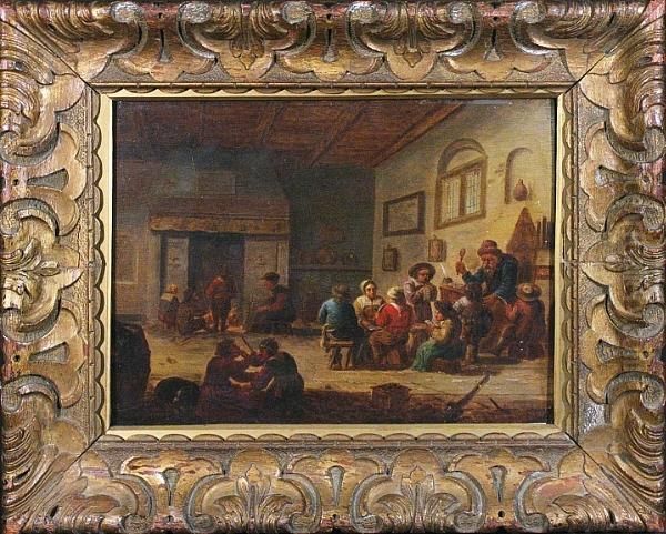 A Dutch Interior Scene With Numerous Figures Oil Painting by David The Younger Teniers