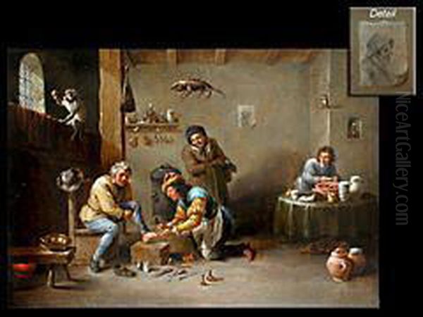 Beim Alchemisten/barbier Oil Painting by David The Younger Teniers