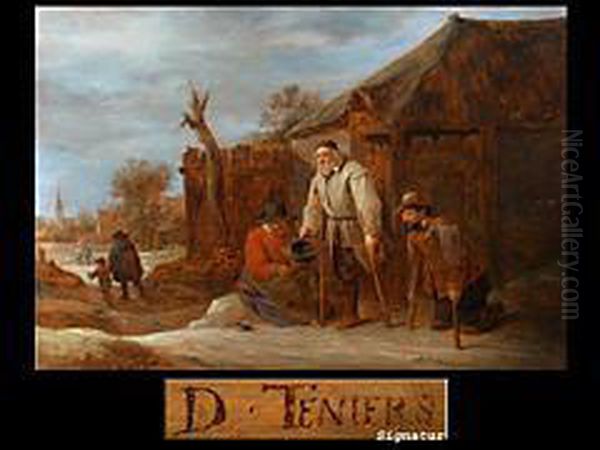 Bettler Am Ortseingang Oil Painting by David The Younger Teniers