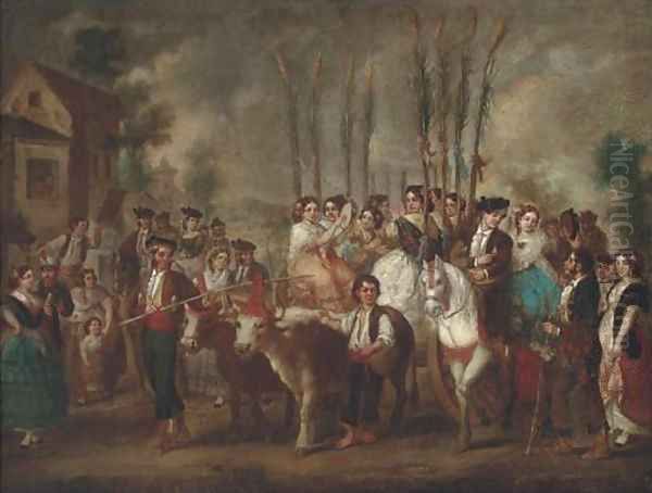 A wedding procession Oil Painting by Spanish School