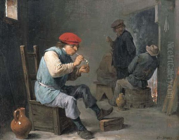 Smokers In A Tavern Oil Painting by David The Younger Teniers