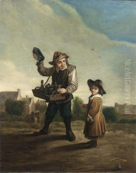 An Alchemist Travelling With A Boy Oil Painting by David The Younger Teniers