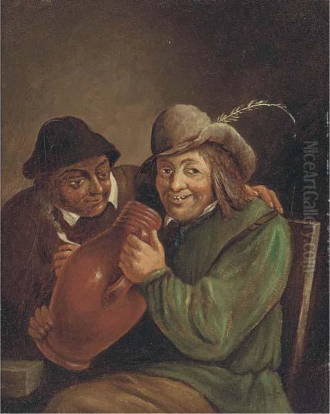 Peasants Smoking And Drinking In A Tavern Oil Painting by David The Younger Teniers