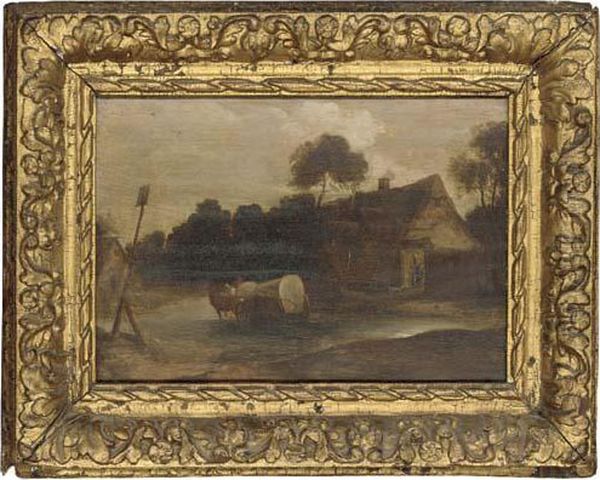 A Horse And Cart Fording A River Oil Painting by David The Younger Teniers