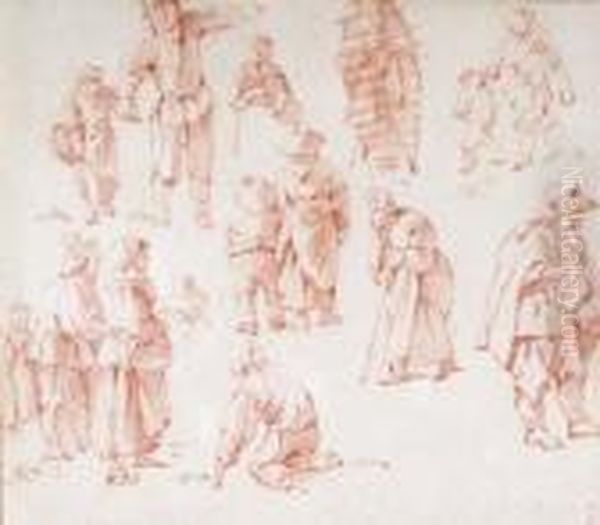 Studies Of Peasants Oil Painting by David The Younger Teniers