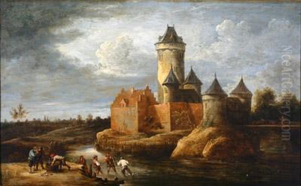 Landscape With Castle And Figures Oil Painting by David The Younger Teniers